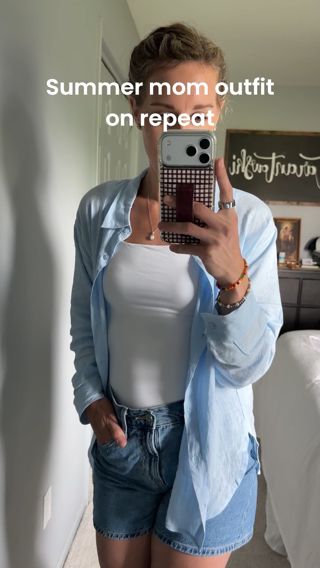 As a young mom of 2 and in my 30s my goal is to look put together and also not look like I’m a 20 year old. This simple and easy mom outfit is perfect for summer and spring. The linen shirt is so great for breathe ability and these shorts were recommended to me by my SIL. and I LOVE!!! 5” inseam means it covers the booty while also being flattering - WIN WIN!
These are all staple pieces that are easy to pair with things already in your closet too. 👏🏼
Jean shorts: Size 2 (they run big I’m normally a 4 or 6 in other brands)
Tank: medium (tts)
Linen button down: small (tts) runs oversized already.

#LTKmomlife #LTKootd #LTKTall