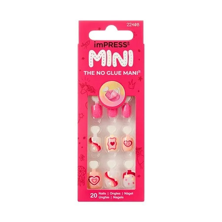 KISS imPRESS MINI Valentine’s Day Press On Nails, Heart Wings, Red Squoval, 30 Count | Walmart (US)