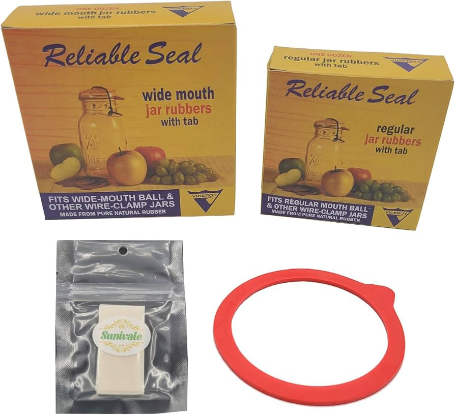 Regular & Wide Mouth Canning Jar Rubbers, 24 Pack     Includes 12 Regular and 12 Wide Mouth Vicer... | Amazon (US)