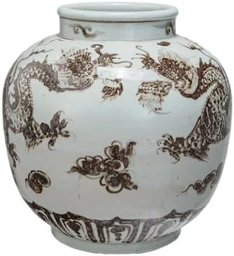 Creative Co-Op Imperial Dragon Hand-Painted Porcelain Vase, Brown | Amazon (US)