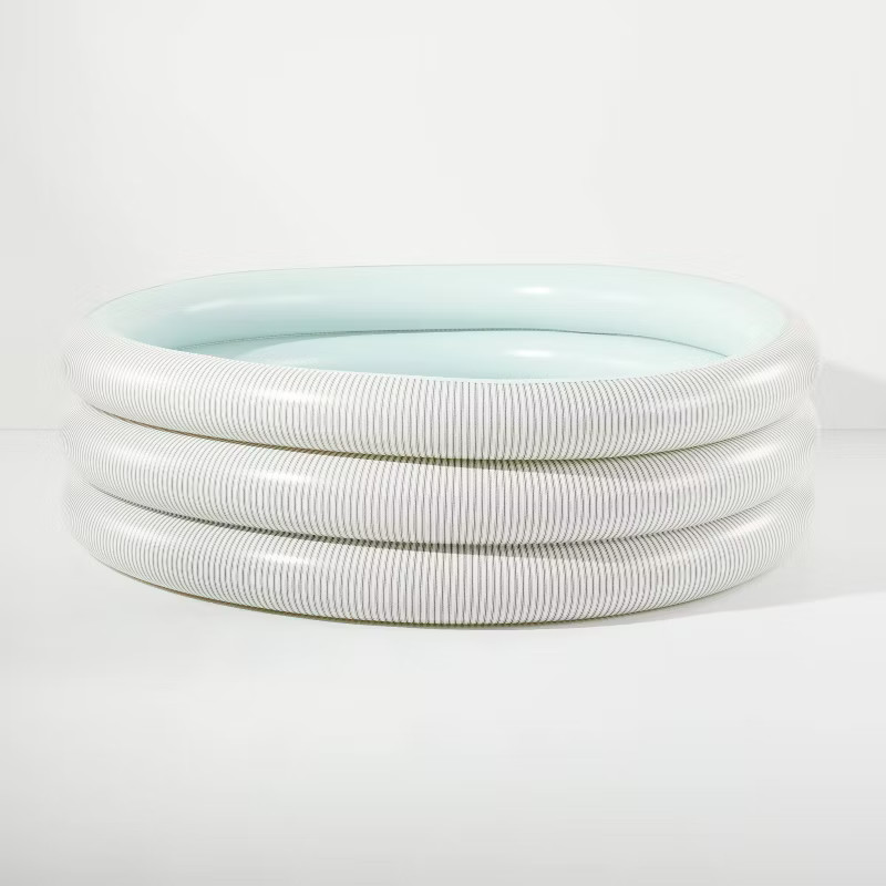Inflatable Striped Summer Kiddie Pool Cream/Gray/Light Blue - Hearth & Hand™ with Magnolia | Target
