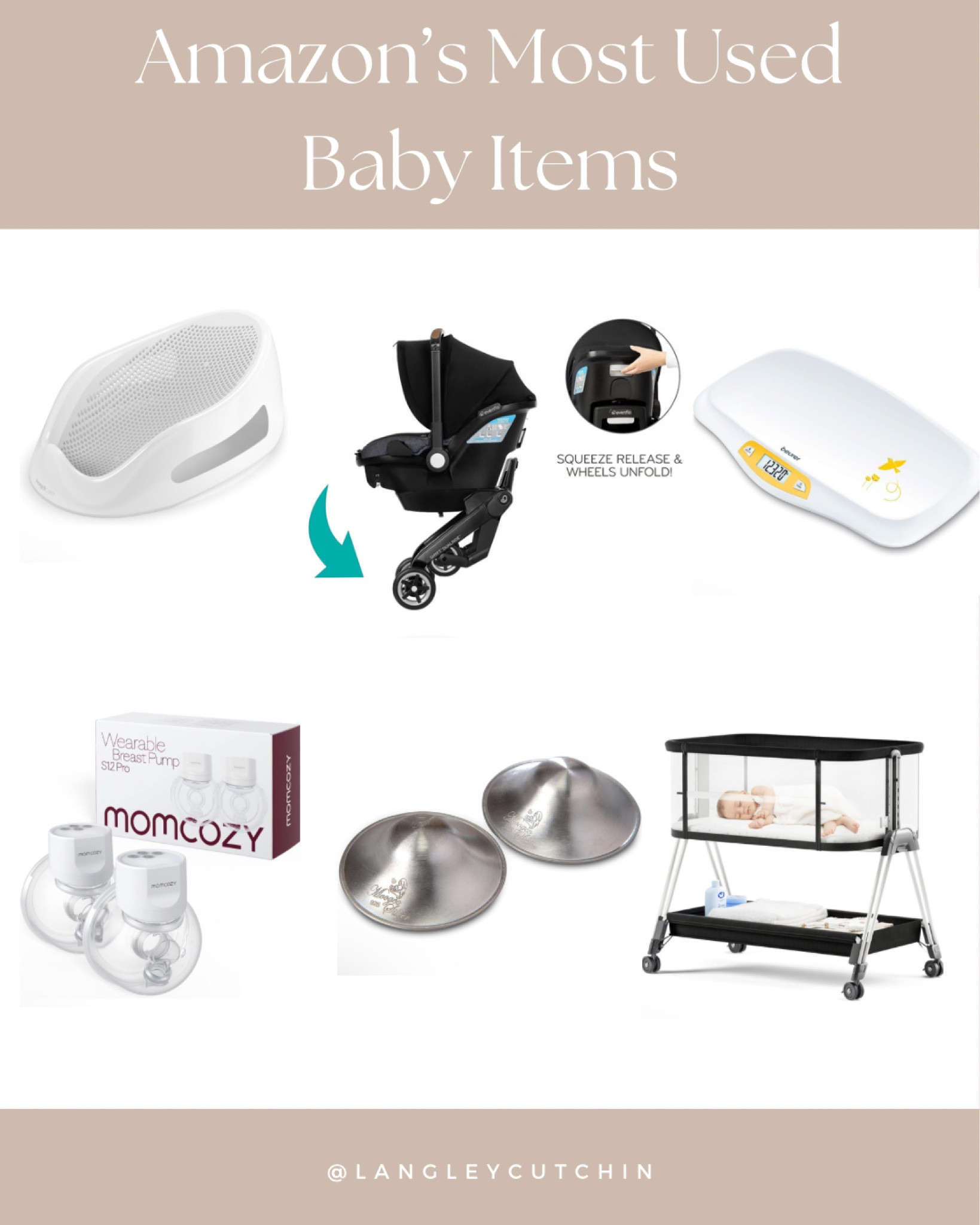 One month postpartum and these are my Amazon most used baby items! The bath is so easy and helpful, stroller/car seat combo is essential with 2 older kids, baby scale because anxiety, portable pumps because 3 kids, silverettes have saved me, and this bassinet is amazing. We can roll the bassinet from room to room, storage on the bottom, and it unzips on one side so I can easily pat him or put his paci in from the bed without getting up! 🙌🏻

#LTKbump #LTKbaby #LTKkids