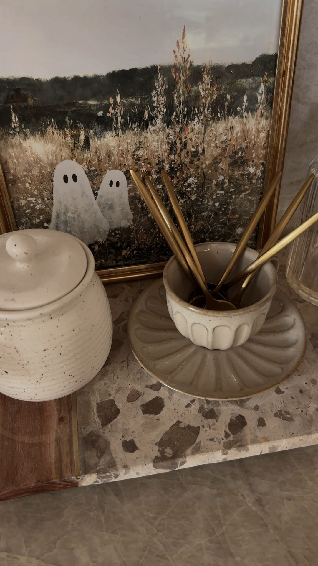At home coffee bar - fall, spooky season 

Pumpkin canister is from Kirkland, tray is from home goods, ghost print from Etsy 

#LTKStyleTip #LTKSeasonal #LTKHome