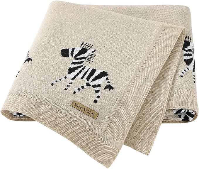 mimixiong 100% Pure Cotton Baby Blankets Soft Nursery Blanket for Newborn Baby with Cute Zebra Si... | Amazon (US)