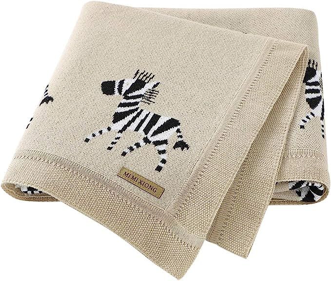 mimixiong 100% Pure Cotton Baby Blankets Soft Nursery Blanket for Newborn Baby with Cute Zebra Si... | Amazon (US)