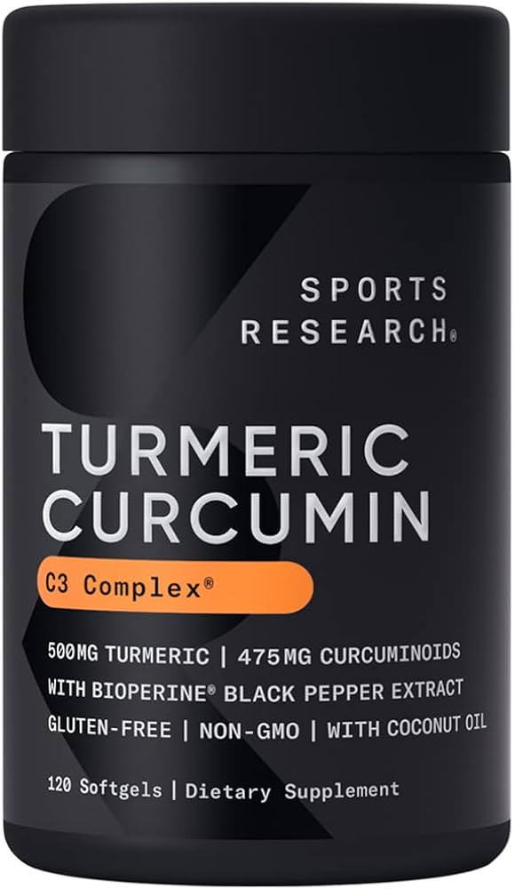 Sports Research Turmeric Curcumin C3 Complex 500 mg, Enhanced with Black Pepper and Organic Cocon... | Amazon (US)
