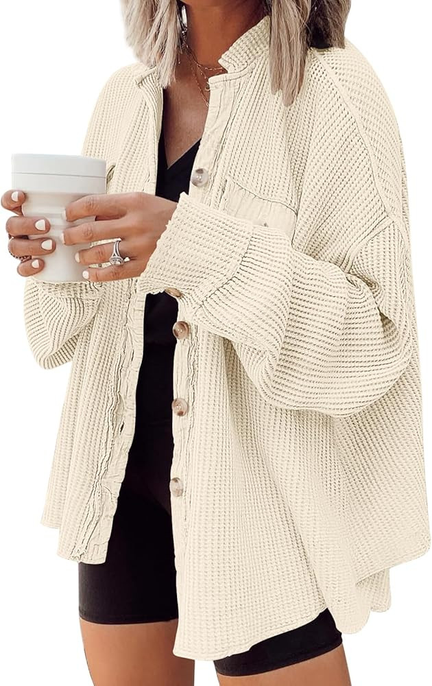 AUTOMET Fall Outfits for Women 2025 Fashion Clothes Winter Waffle Knit Clothing Oversized Button ... | Amazon (US)