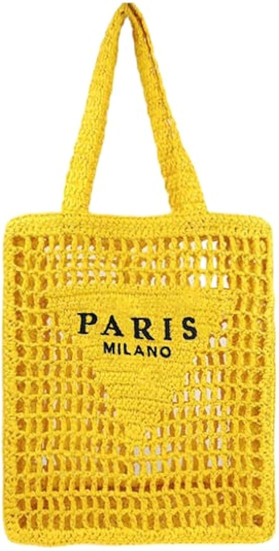 Straw Mesh Tote Bag for Women, Woven Beach Shoulder Bag, Large Capacity Foldable Hobo Bag | Amazon (US)