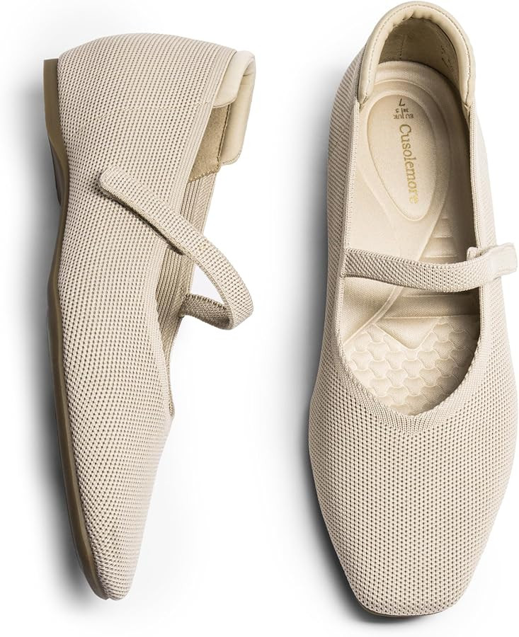 Mary Jane Flat Shoes for Women with Arch Support and Concealed Low Wedge Heel, Comfortable Women ... | Amazon (US)