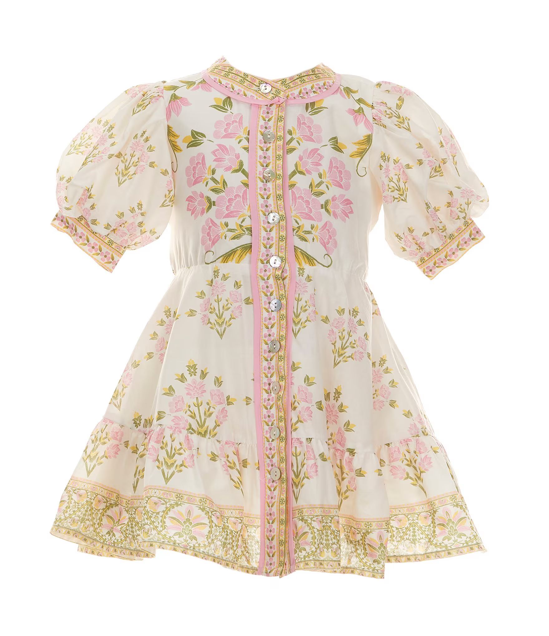 Little Girls 2T-6X Bubble Sleeve Floral Dress | Dillard's