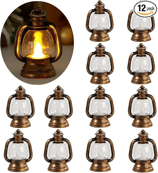 12 Pcs Mini Lanterns Decorative with LED Candle for Western Cowboy Xmas Home Decor Small Hanging ... | Amazon (US)