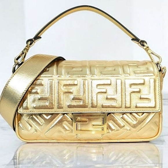 ✨️Rare.Authentic FENDI Baguette Medium GOLD (Excellent Condition) | Poshmark