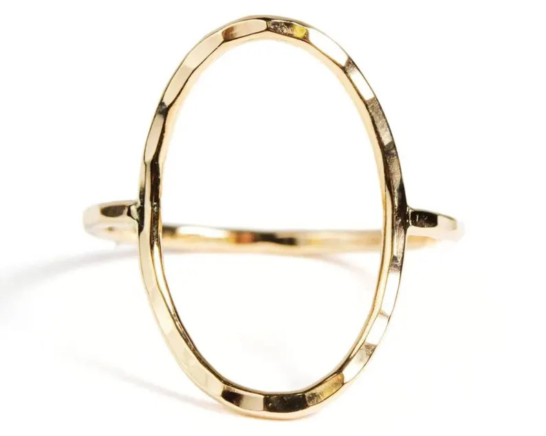 Oval Ring | Simple Gold Jewelry | Hand Forged Open Design, 14K Gold Filled | Adjustable Fit, Ligh... | Etsy (Global)