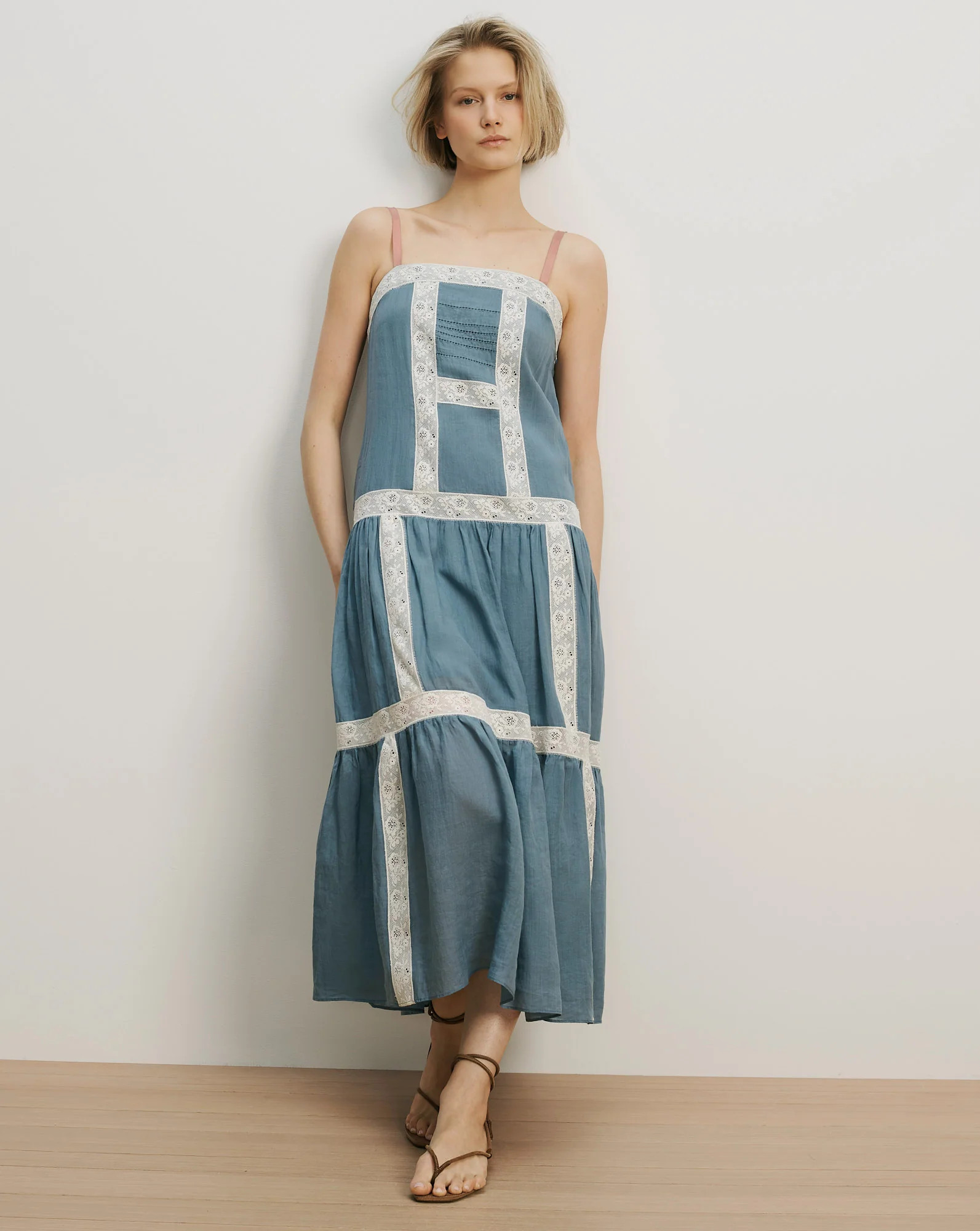 Mazarine Maxi Dress in Blue & White Lace Steel | Veronica Beard | Veronica Beard