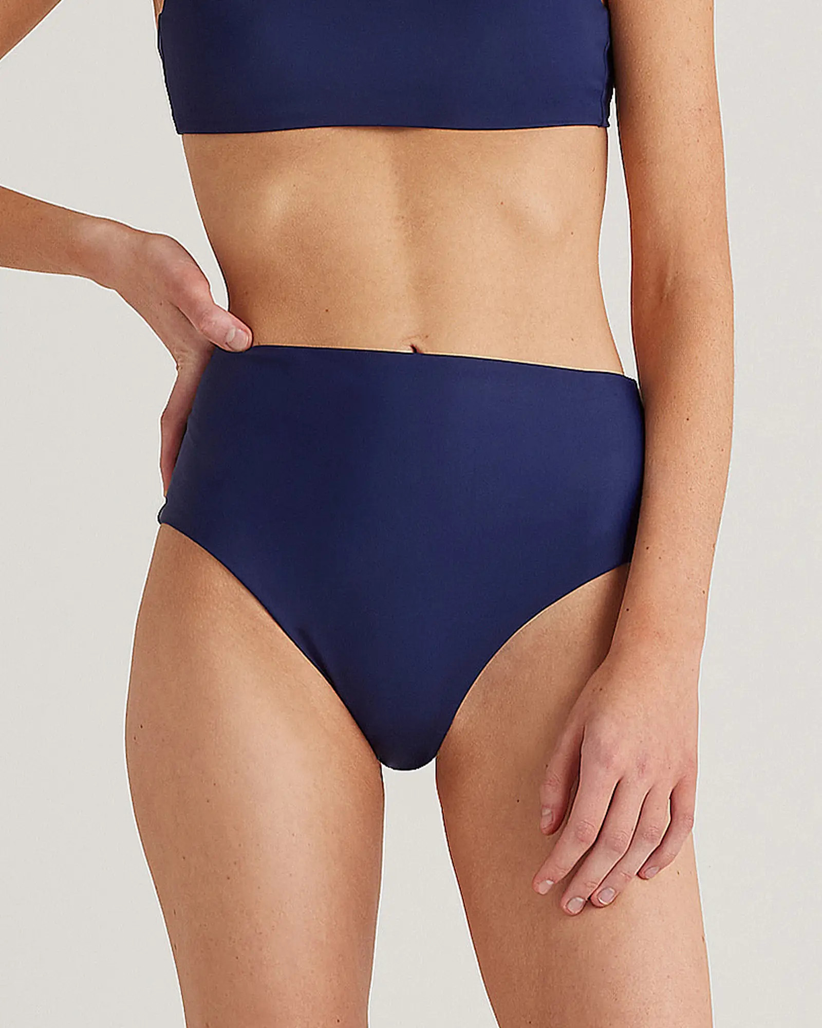 Italian High Rise Bikini Bottom in Deep Navy | Quince