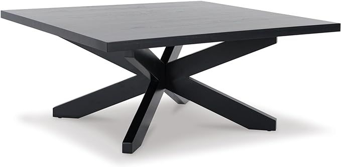 Signature Design by Ashley Joshyard Classic Coffee Table with Pedestal Base, Black | Amazon (US)