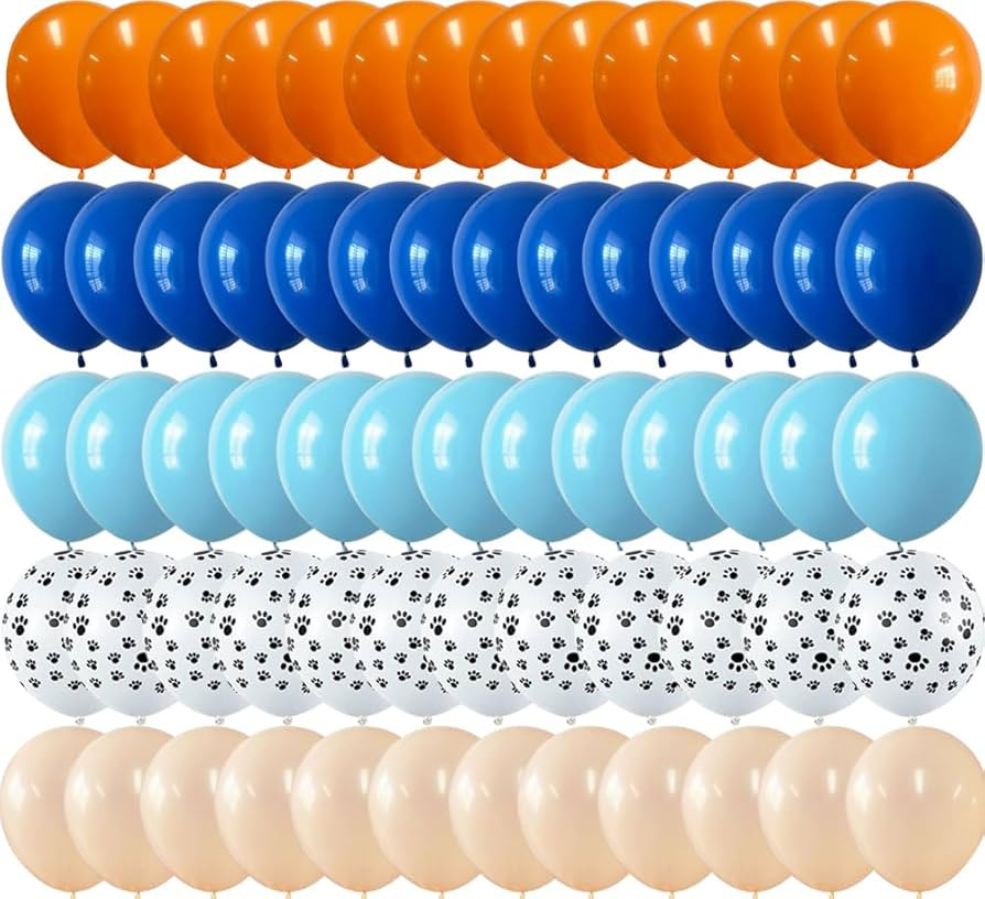 12 Inch 60 Pcs Blue and Orange Latex Balloons Kit Dark Light Blue Orange Wedding Party Decoration... | Amazon (US)