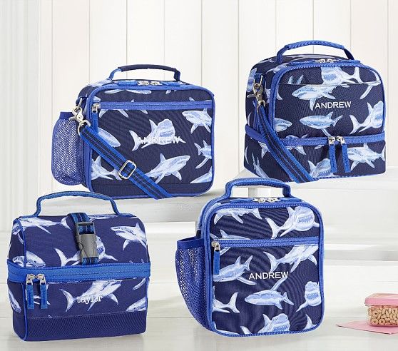 Mackenzie Blue Glow-in-the-Dark Sharks Lunch Boxes | Pottery Barn Kids