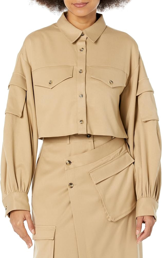 The Drop Women's Travertine Cropped Cargo Shirt Jacket by @karenbritchick | Amazon (US)