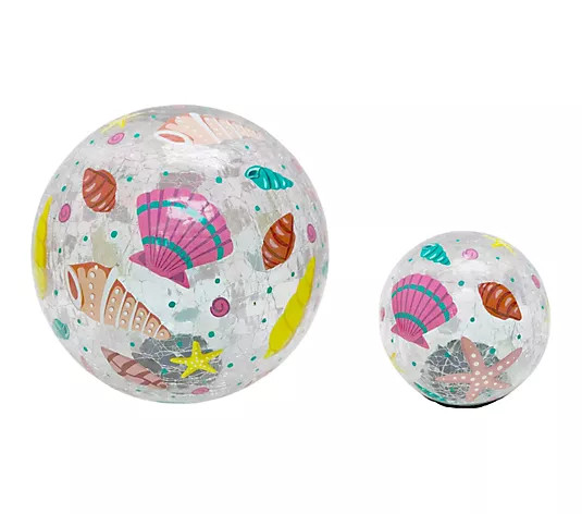 Temp-tations Seasonal Set of 2 Crackle Glass Gazing Balls - QVC.com | QVC