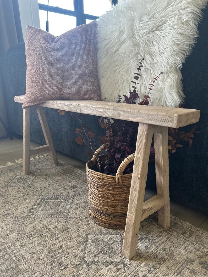 Vintage Inspired Skinny Bench, 46 X 5.5, Weathered Wood, Rustic Bench, Home Decor, Primitive Anti... | Etsy (US)
