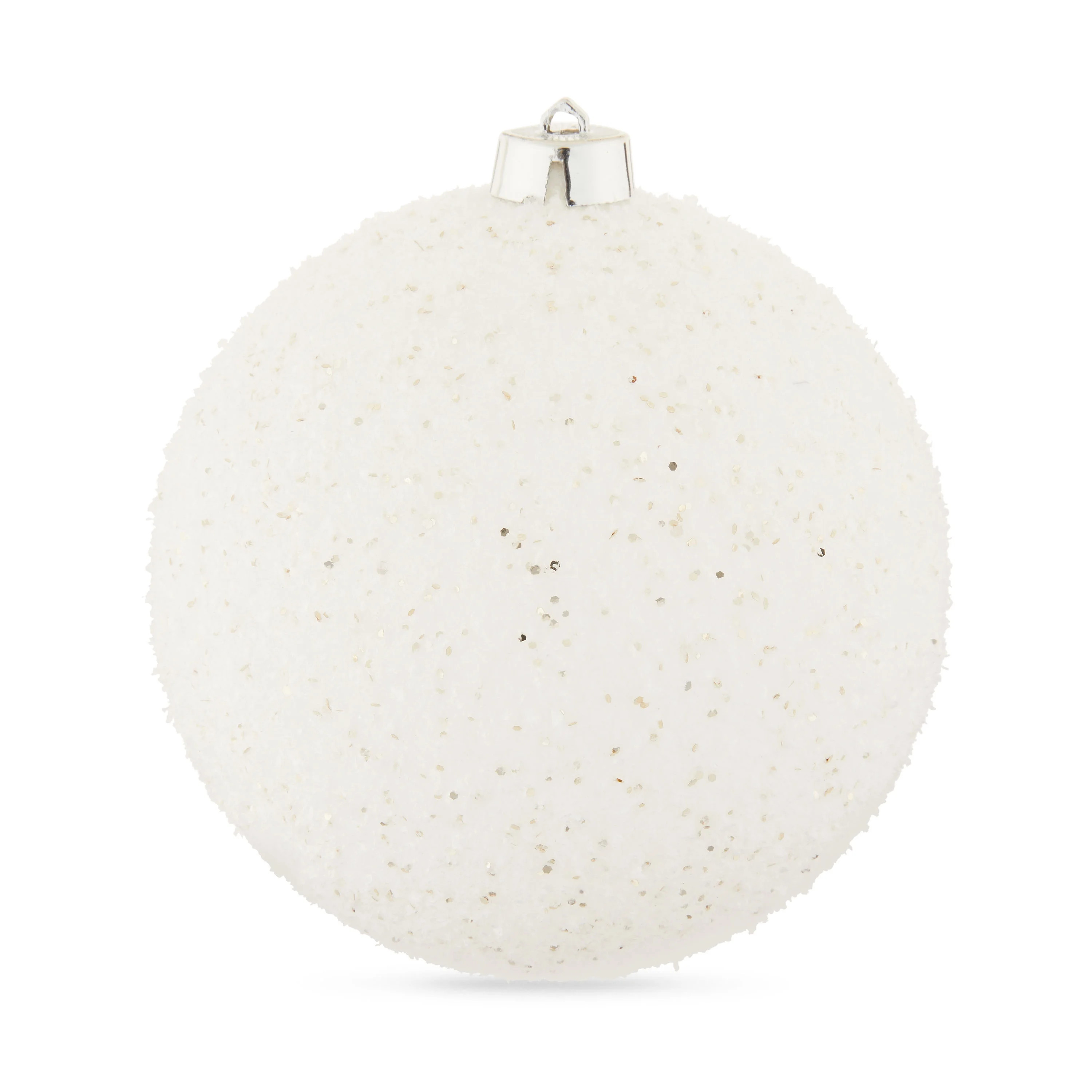 White Chunky Glitter 150mm Jumbo Shatterproof Round Christmas Ornament, by Holiday Time | Walmart (US)