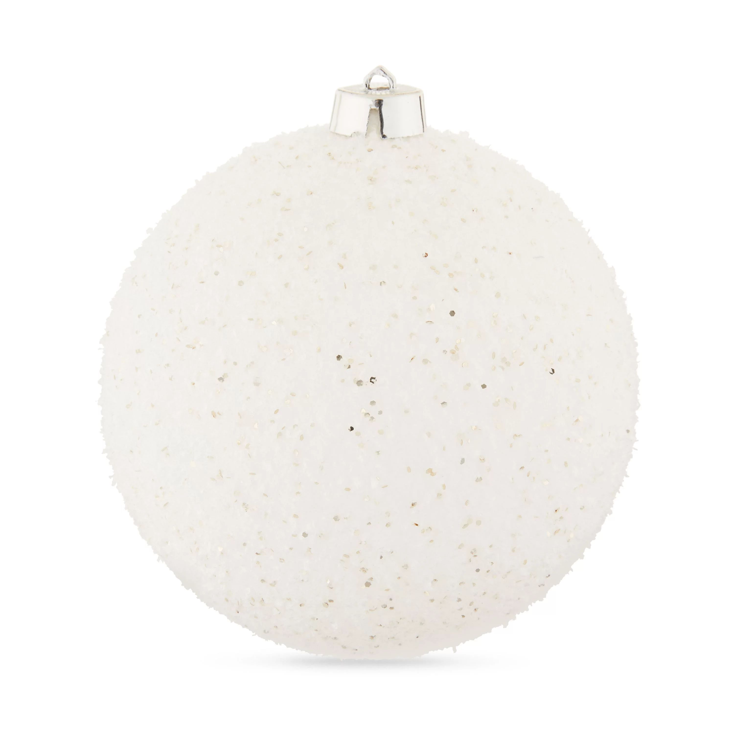 White Chunky Glitter 150mm Jumbo Shatterproof Round Christmas Ornament, by Holiday Time | Walmart (US)