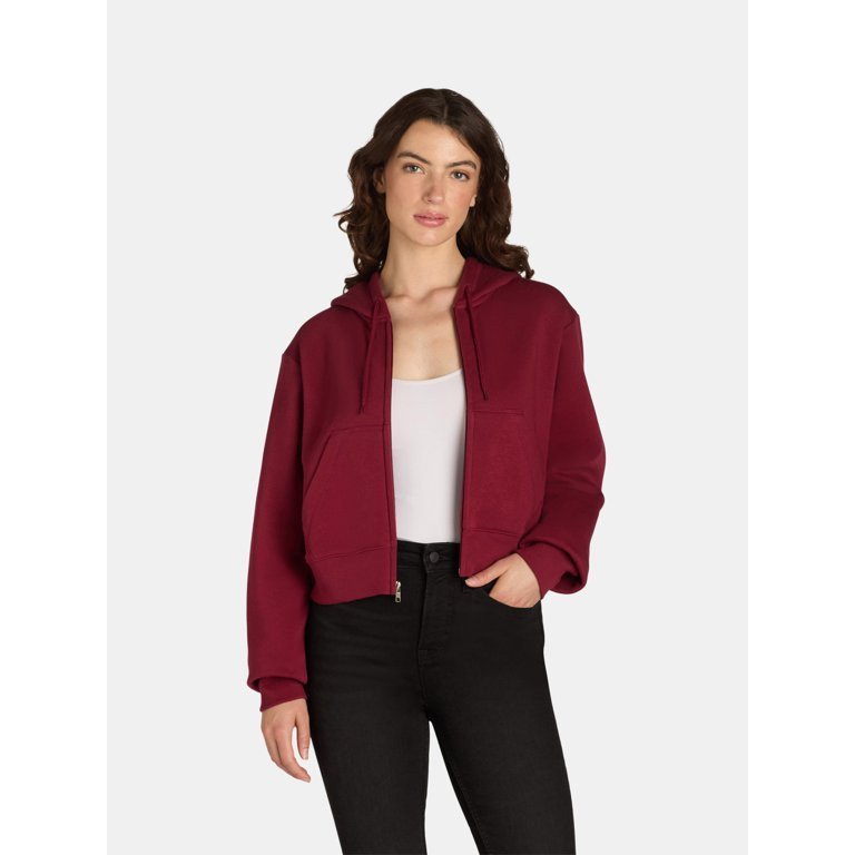 No Boundaries Cropped Zip Hoodie, Women’s - Walmart.com | Walmart (US)