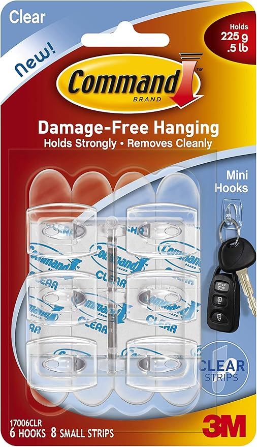 Command Strips 17006CLR Clear Mini Command Hooks 6 Count | Amazon (US)