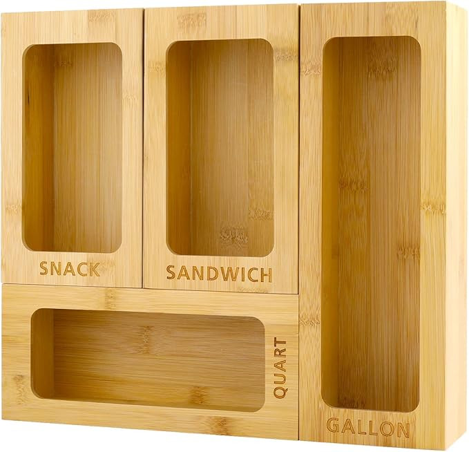 Ziplock Bag Storage Organizer 4 Boxes Set, Food Storage Bag Organizer Dispenser For Gallon, Quart... | Amazon (US)