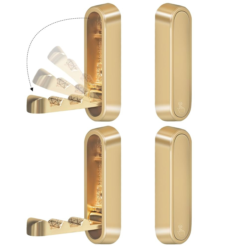 4PCS Foldable Gold Wall Hooks, Heavy Duty Zinc Alloy Folding Wall Hooks, Folding Hidden Coat Hook... | Amazon (US)