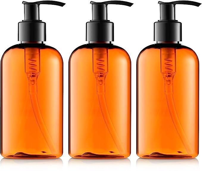 Bar5F Empty Plastic Lotion Bottles 8 Oz. with Black Pump Dispenser, Amber Color, Great for - Crea... | Amazon (US)