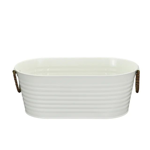 Better Homes & Gardens - Vanilla White Galvanized Small Oval Tub BH25100135197B3, 15.86 in L x 9.... | Walmart (US)