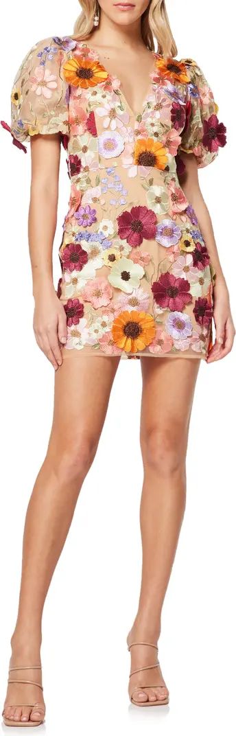 Rosalind Floral Appliqué Minidress | Nordstrom