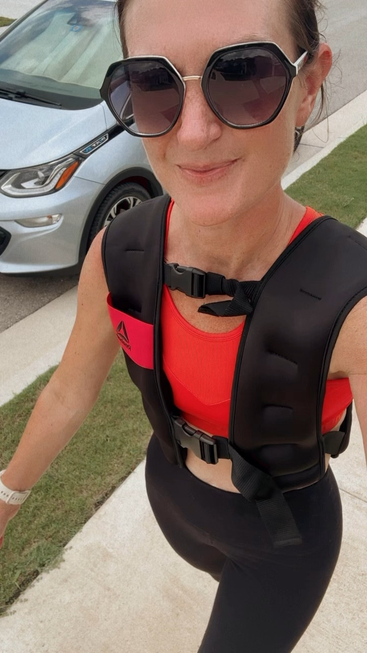 20 lb weighted vest for my walks. It was comfy, easy to put on & definitely a challenging workout 💪🏻So pumped for the benefits of this! 

#LTKSaleAlert #LTKActive #LTKFitness