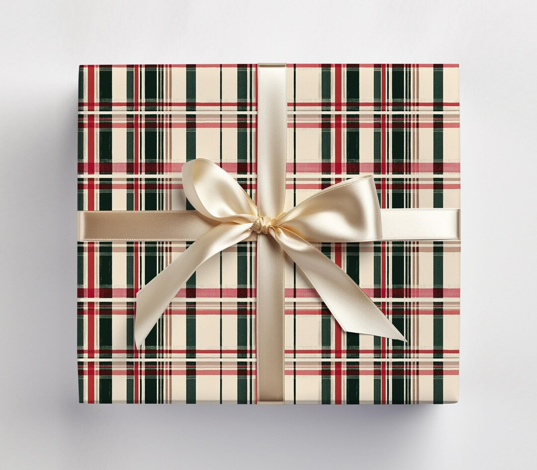 Classic Christmas Plaid Gift Wrapping Paper: Red Green Tartan, Traditional Festive Wrap Roll - Et... | Etsy (US)