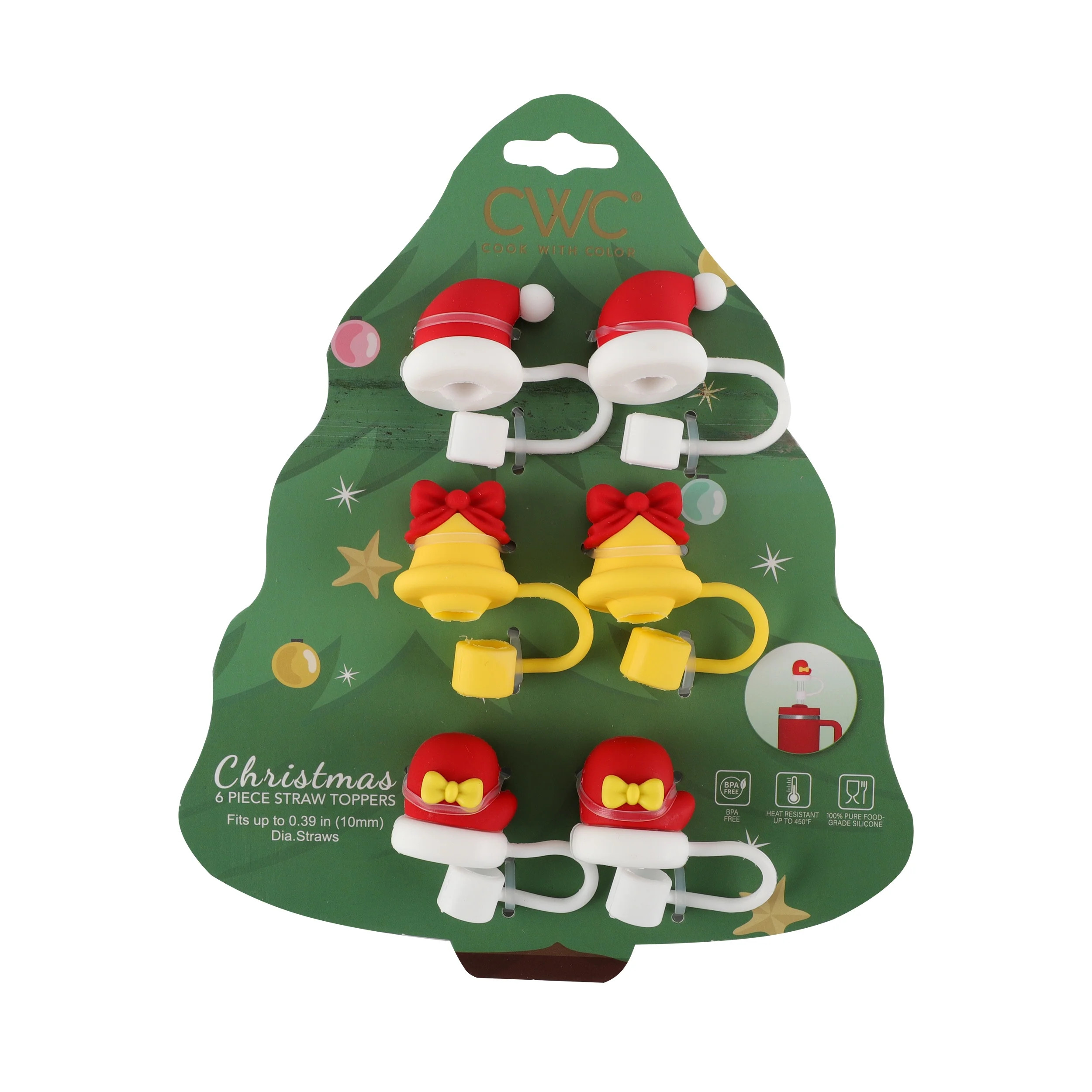 Cook With Color multi color holiday theme straw toppers - Walmart.com | Walmart (US)