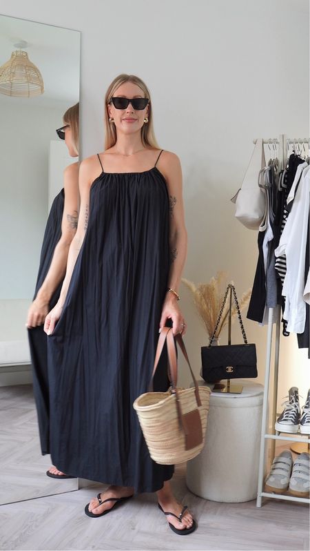 Black summer dress | summer capsule wardrobe outfit | maxi dress | basket bag 

#LTKeurope #LTKunder100 #LTKFind