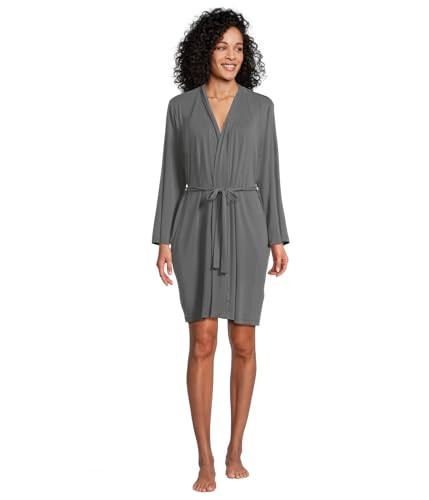 Barefoot Dreams® Sand Washed Jersey Piped Midi Robe, Dark Steel Blue, Small | Amazon (US)