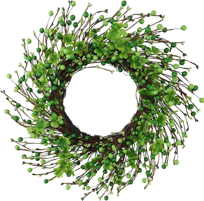 St Patricks Day Wreath 20” – Green Berry & Shamrock Clover Wreaths for Front Door, St. Patric... | Amazon (US)
