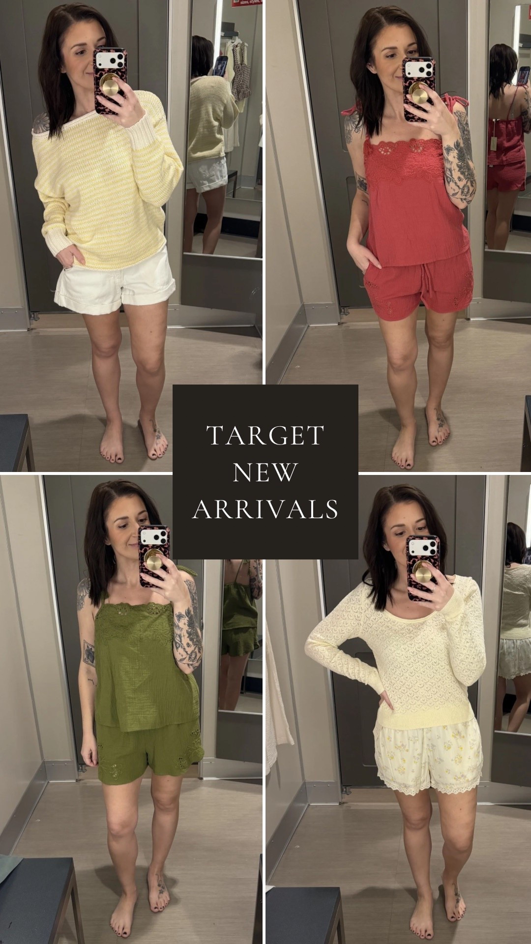 Target new arrivals! Obsessed with all of these looks.
Top left: top size small, shorts size 4
Top right: both size XS
Bottom right: both size S
Bottom right: both size S

#LTKPetite #LTKootd #LTKSaleAlert
