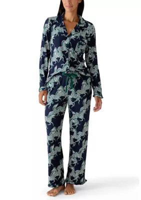 Women's Notch Collar Print Pajama Set | Belk