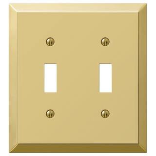 Hampton Bay Metallic 2 Gang Toggle Steel Wall Plate - Polished Brass 163TTBRHB - The Home Depot | The Home Depot