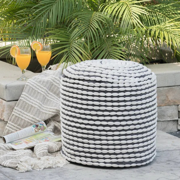 White Hinkel Outdoor Pouf Ottoman | Wayfair North America