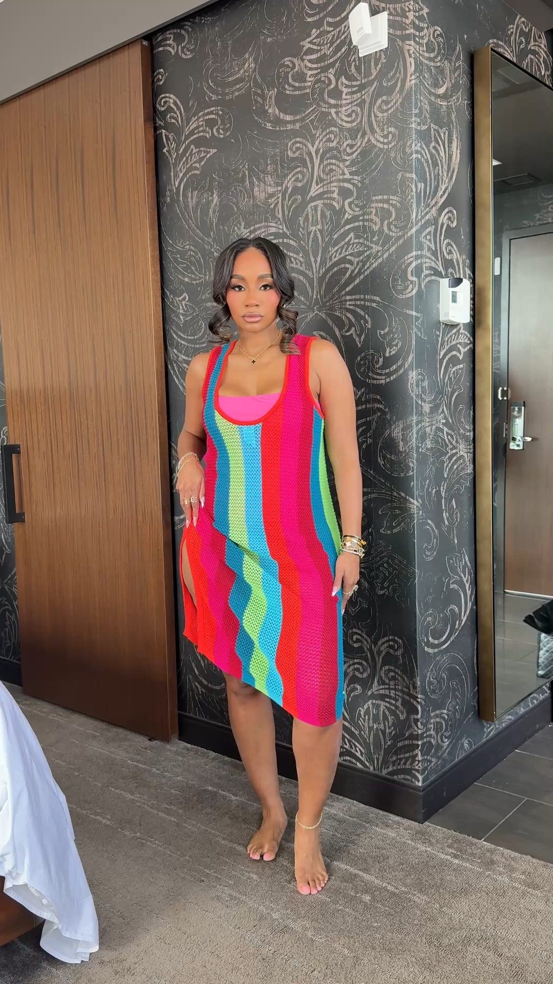 Under $30 multi-color knit crochet coverup dress! 

#LTKTravel