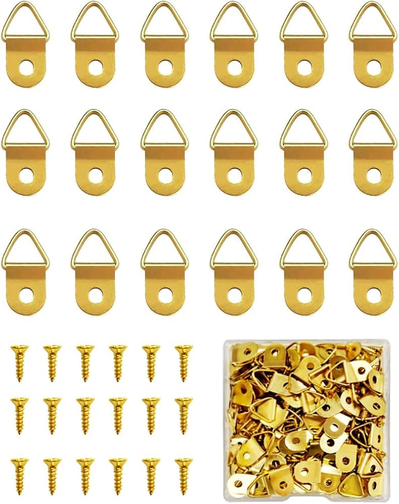 100 Pieces Small Triangle Ring Steel Picture Hangers with 100 Pieces Screws, Triangle Rings Pictu... | Amazon (US)