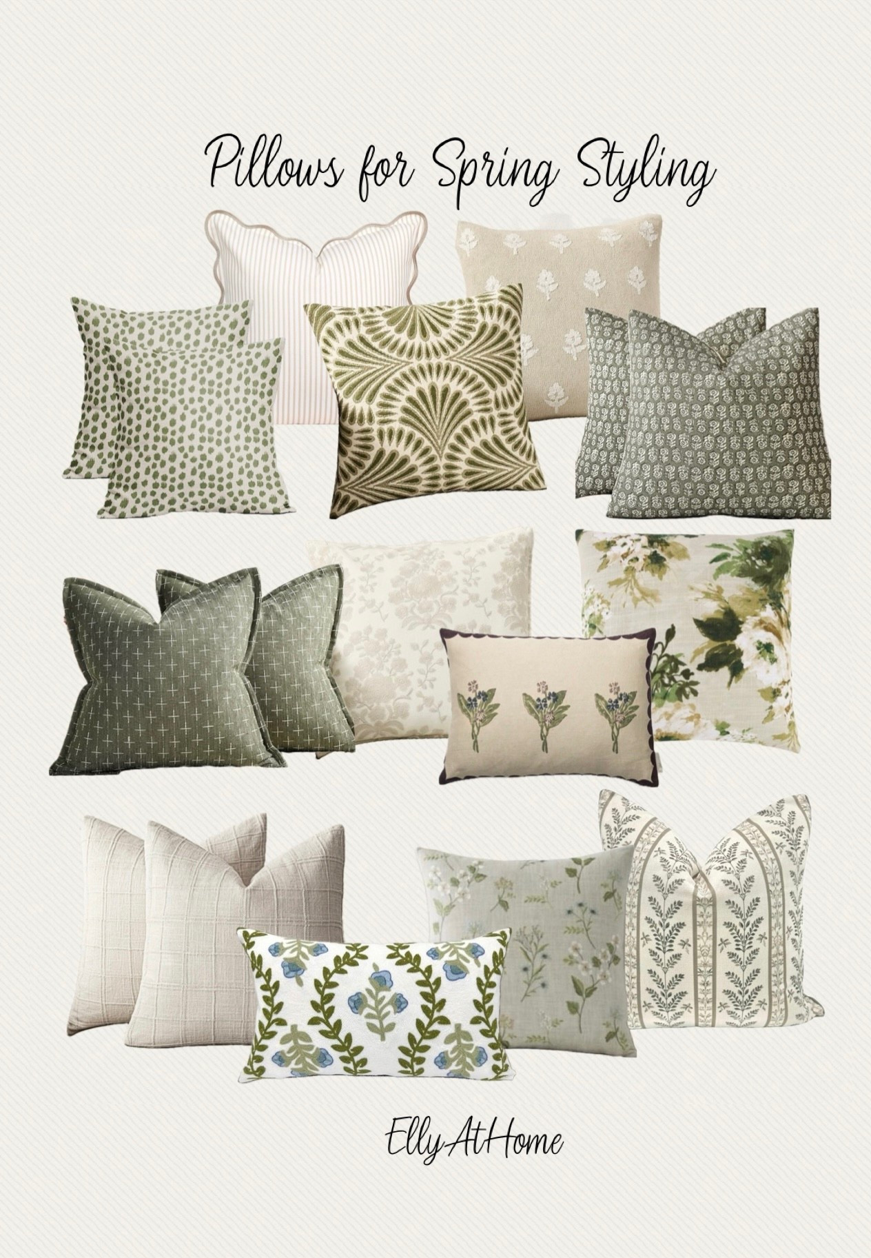 Throw pillows for spring styling! Some selections on sale! Greens and neutrals. Amazon, Pottery Barn, McGee & Co, Ballard Designs. Free shipping  

#LTKHome #LTKSaleAlert