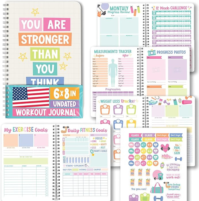 Fitness Journal for Women - Workout Journal for Women, Food and Fitness Journals, Undated Workout... | Amazon (US)