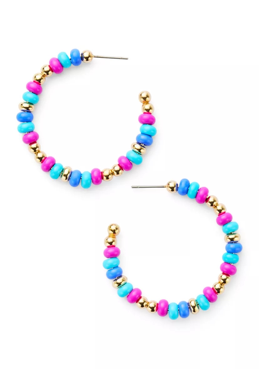 Multi Seed Bead Hoop Earrings | Belk