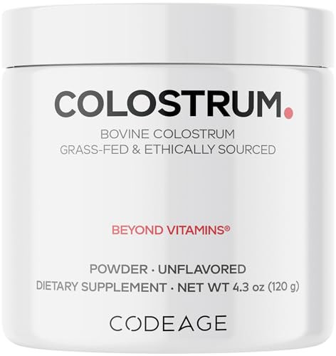Codeage Bovine Colostrum Powder Supplement 4-Month Supply, 1000mg per Serving, Grass-Fed Ethically Sourced, Immunoglobulin-Rich Prized First Milk, Cold-Chain Pasteurized, Agglomerated, Non-GMO, 4.3 OZ | Amazon (US)